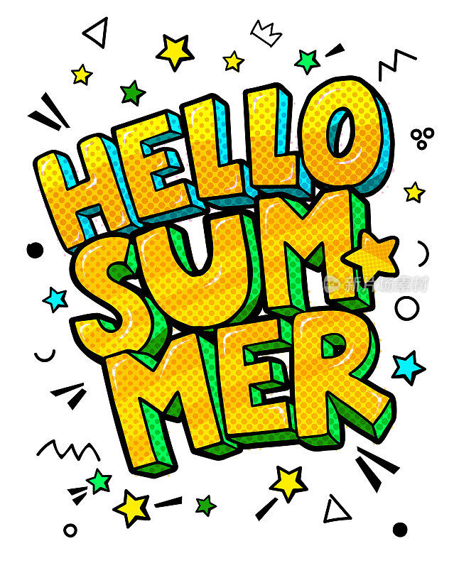 Hello Summer Message流行艺术风格